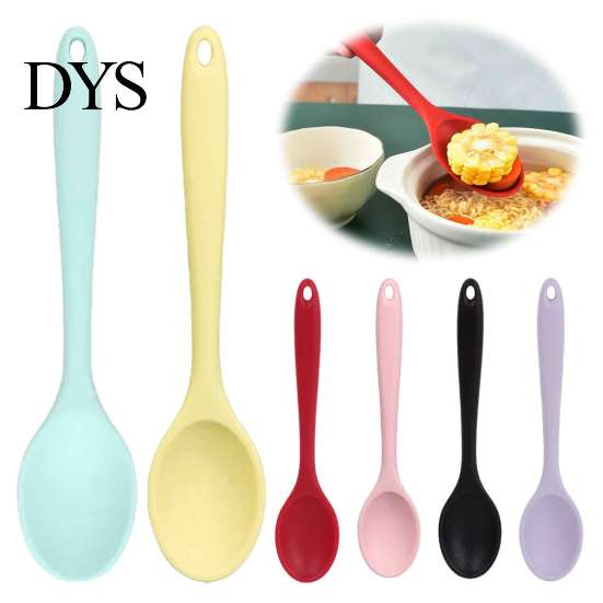 Silicone Cooking Spoon Serving Spoon, Heat Resistant Non-stick Kitchen Utensil, Safe Kitchenware for Home Ergonomic Anti-slip Handle Soup And