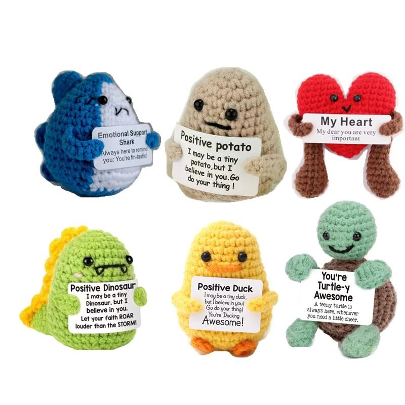 Positive Energy Potato Hug Pocket Mini Handmade Plush Wool Knitting Doll With Card Funny Birthday Gift Home Room Decoration