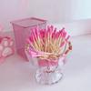 100 Pezzi/Confezione Bastoncini Cotton Fioc a Doppia Testa Rosa Bastoncini di Legno Puliti Cotton Fioc Monouso Casa