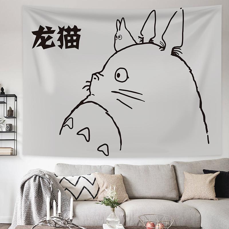 Hayao Miyazaki Totoro Taustariie Ins Rippuv Riie Anime Rippuv Maal Seinale Voodipeatsi Seinavaip Tuba Ühiselamu Seinakate
