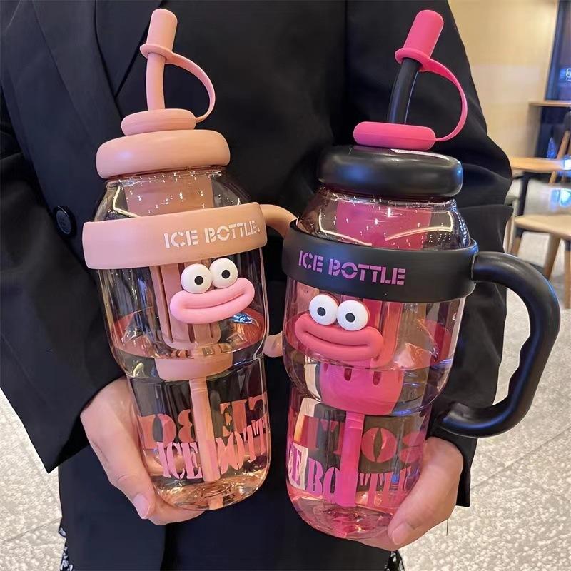 Water bottle summer girls high value large capacity water cup ice cup straw big belly cup sports student kettle large cup