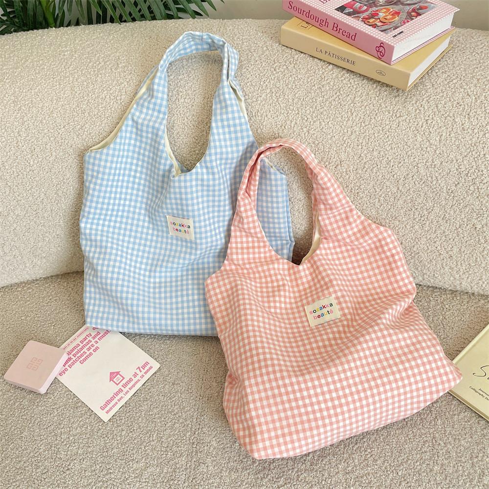 Casual Polyester Tartan Shoulder Bag With Inner Zipper Pocket For Daily Use