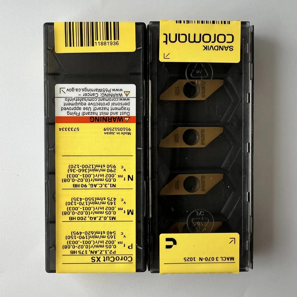 Sandvik / MACL3070-N 1025 / Industrial Indexable Carbide Inserts 10 Pcs