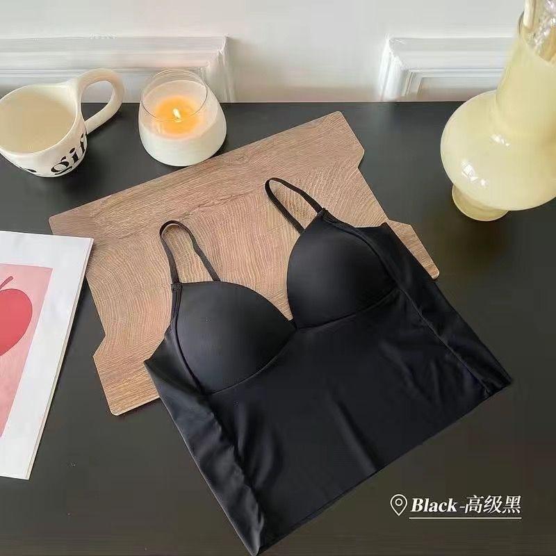 Ice silk sexy deep V suspender vest women's summer integrated chest pad Spice girls wear tube top bottoming shirt thin