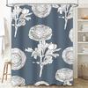 White Floral Shower Curtain Blue Grey Bath Decor Home Improvement Waterproof Customizable Bathroom Accessories White Rose Print