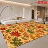 Autumn Maple Leaf Rectangle Area Rug, Fall Season Foliage Printed Floor Carpet, Warm Harvest Living Room Indoor Home Decor