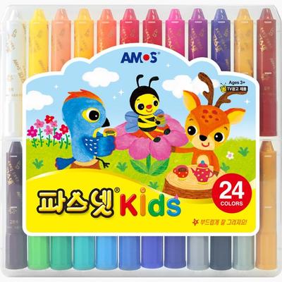 Amos Pastnet Kids Crayons, 24 Colors, 1 Set, Korean Toy Supplies
