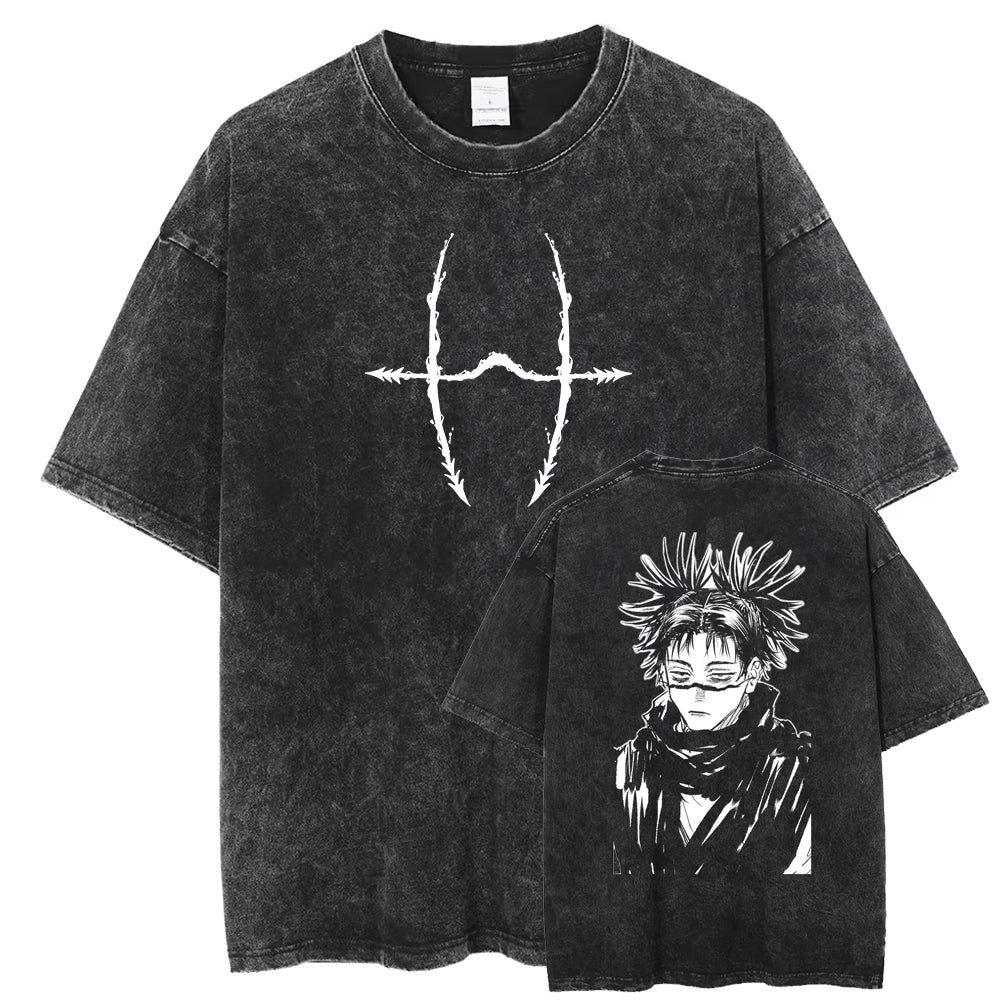 Gojo Satoru Grafické Vintage Prané Pánské Tričko Oversized Y2k Tričko Anime Manga Krátký Rukáv Harajuku Pánské Bavlna Vysoká Kvalita Krátký Rukáv