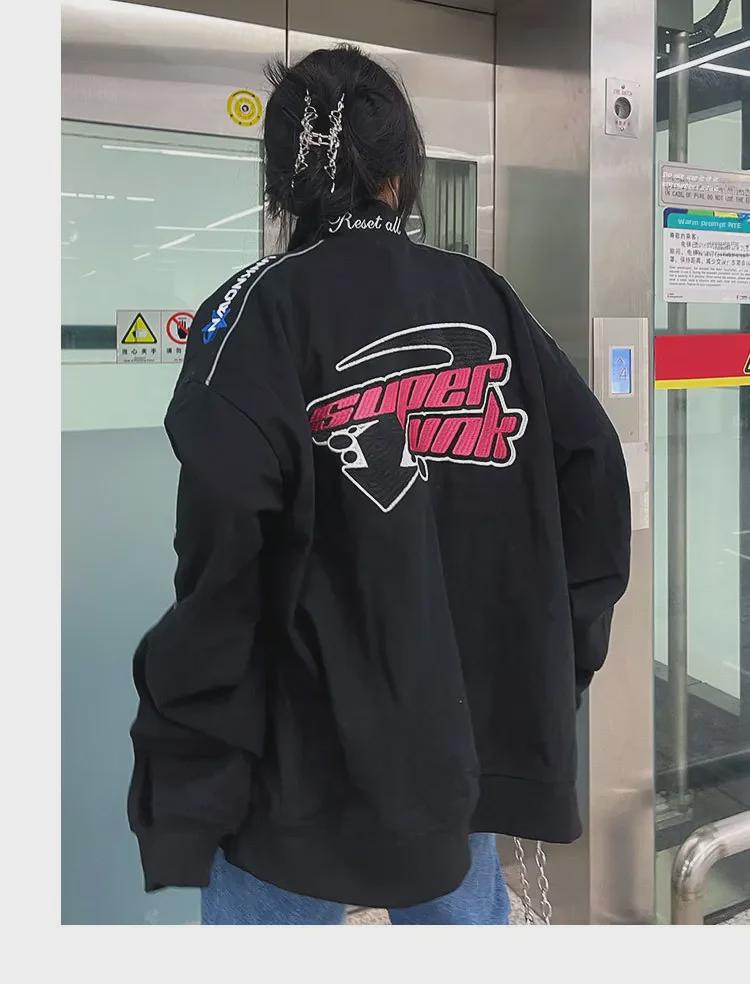 Men's Oversize Trendy Motorcycle Baseball Jacket - Spring/Autumn