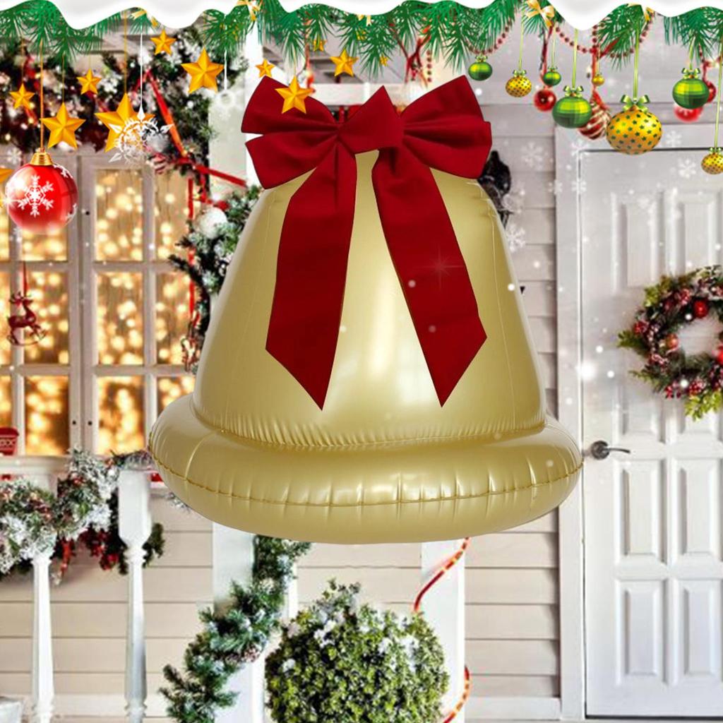 2 Pieces 50cm Christmas Bell Inflatable Ball Decoration PVC Giant Inflatable Christmas Bell Outdoor Christmas Decoration