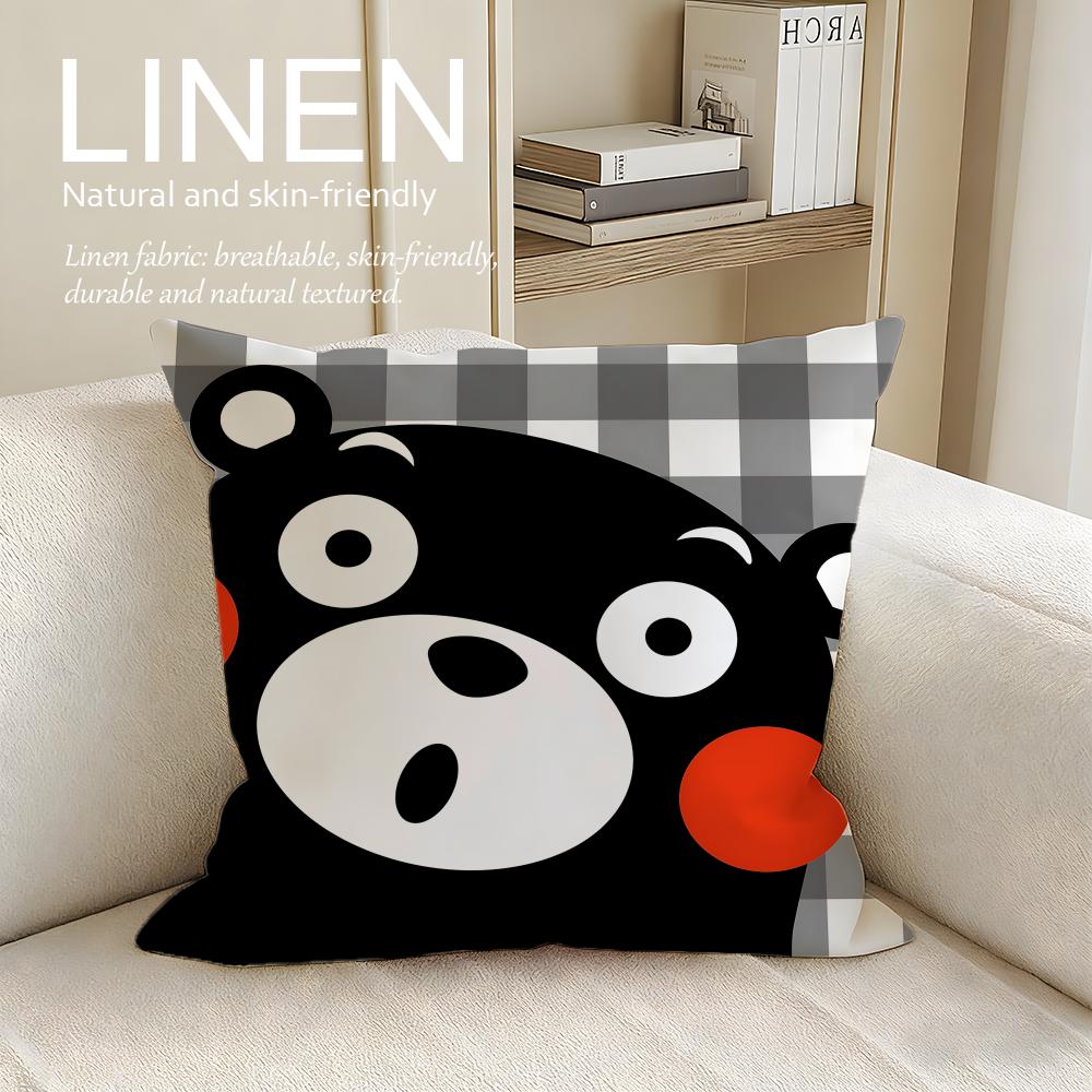 Süßer Kumamon Kissenbezug Leinen Dekorative Kissenhülle Set Stk x x x Atmungsaktiv Waschbar Sofakissenbezug