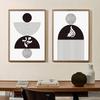 Boho Abstract Black Line Circular Poster, Semicircular Wall Art, Print Pictures, Canvas Painting, Minimalist Living Room, Home D