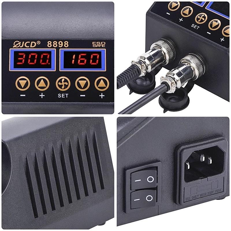 JCD 750W Soldering Station 2 in 1 Hot Air Gun Soldering Iron LCD Digital Display Welding Rework Station for BGA PCB IC Repair