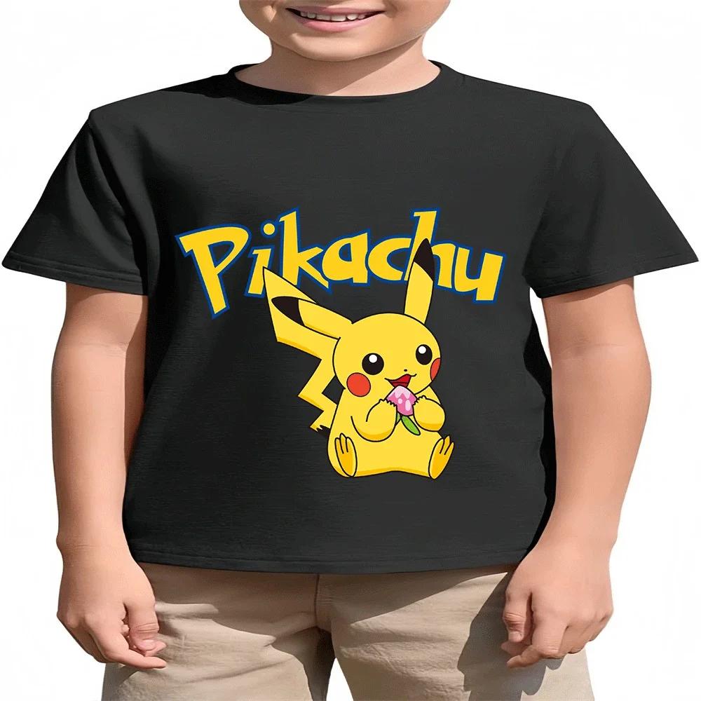Pikachu Anime Kids Cotton T Shirt Summer 214Y Casual Daily Children Top Hot Sale
