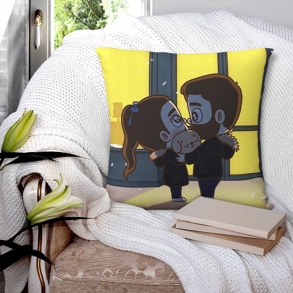 Winter Days Together Pibubear Square Pillowcase Cushion Cover Pillow Case Throw Pillow Cover for Home Sofa Living Room