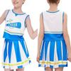 RONGUI Cheerleader Kostüm für Kinder, Größen 100-150 cm, Perfekt für Cosplay, Tanzauftritte, Veranstaltungen, Anfeuern und Halloween (Blau, 140cm)
