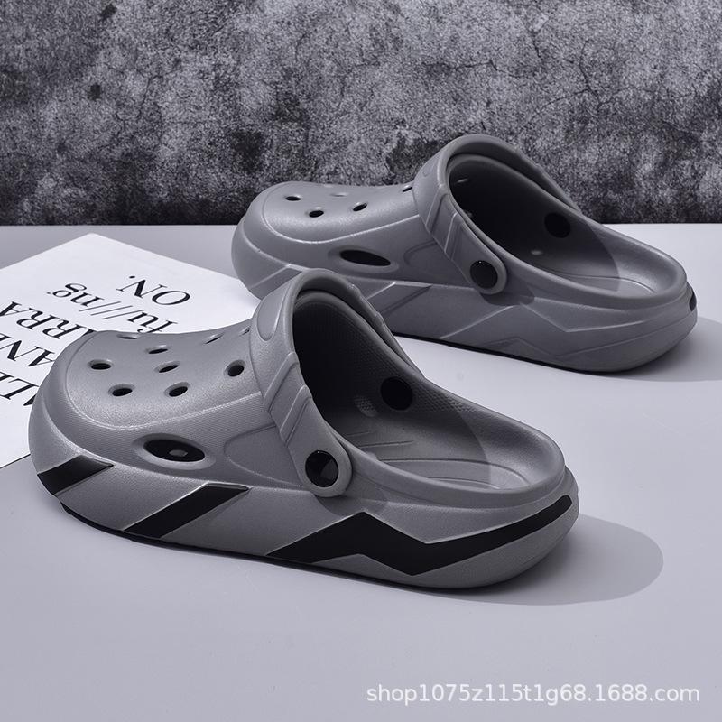 

Summer new women s hole shoes platform non-slip fashion versatile simple leisure outdoor beach bag head drag 40-41 сірий колір