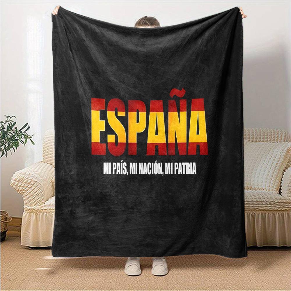 Coperta in Flanella con Stemma di Spagna, Poliestere Morbido, Design Moderno, Per Tutte le Stagioni per Campeggio, Viaggi, Regali per Feste o Compleanni