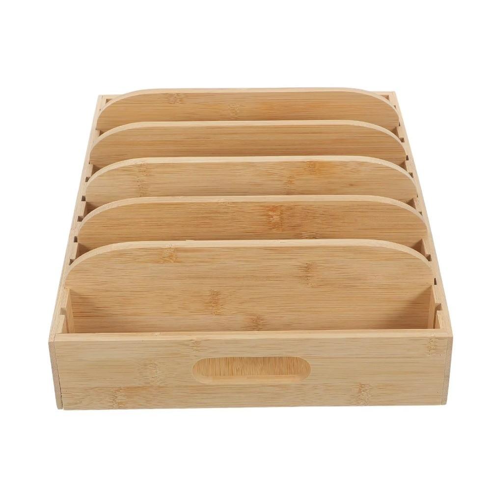 Adjustable Dividers Bamboo Storage Box Multifunction Kitchen Utensil Holder  Household