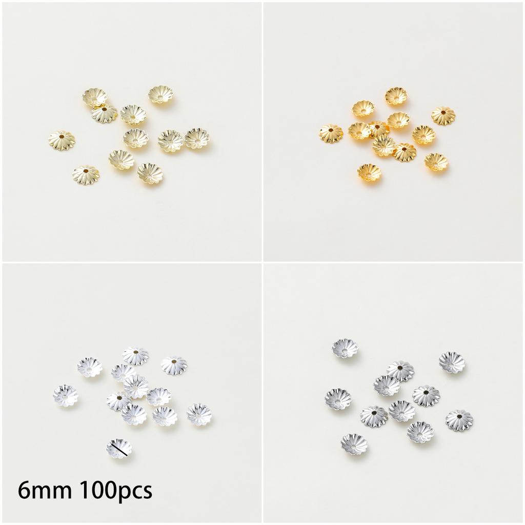 10-100pcs 14K/18K Gold Plated Brass Flower Tree Leaf Round Beads Caps Jewelry Beads Making Supplies Diy Findings Accessories
