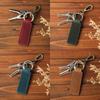 Genuine Leather Retro Cowhide Keychain Metal Lobster Clasp Pendant  Personalized Anti-Lost Car Keyring Keyholder