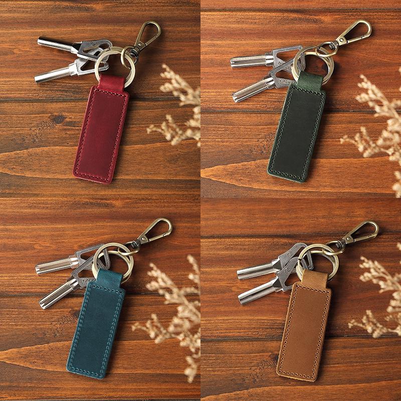 Genuine Leather Retro Cowhide Keychain Metal Lobster Clasp Pendant  Personalized Anti-Lost Car Keyring Keyholder