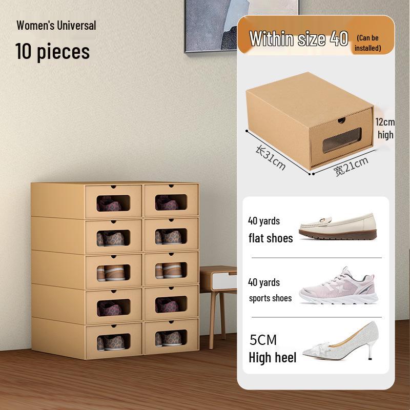 Schuhregal: Platzsparende transparente Kraftpapier-Aufbewahrungsboxen