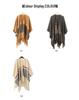 Women's Lambswool Mid-Length Color Block Shawl Cloak with Tassels