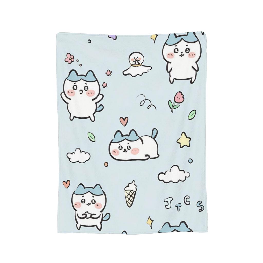 C-Chiikawaa White Momonga Blankets Fleece Spring/Autumn  Multi-function Super Warm Throw Blankets for Bedding Couch Rug Piece