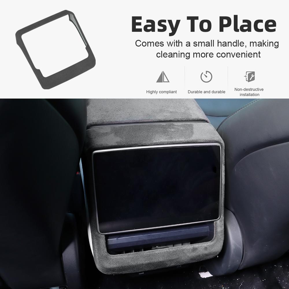 Suede Car Rear Air Outlet Frame Fur Trim For Tesla Model 3 Y Highland 2024 Juniper 2025 Auto Seat Back Screen Protective Cover