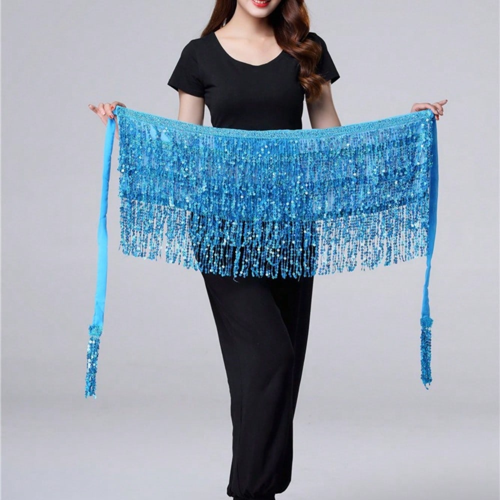 Halloween Dance Performance Costume Sequins Fringed Hip Towel Beads Waist Chain Waist Towel