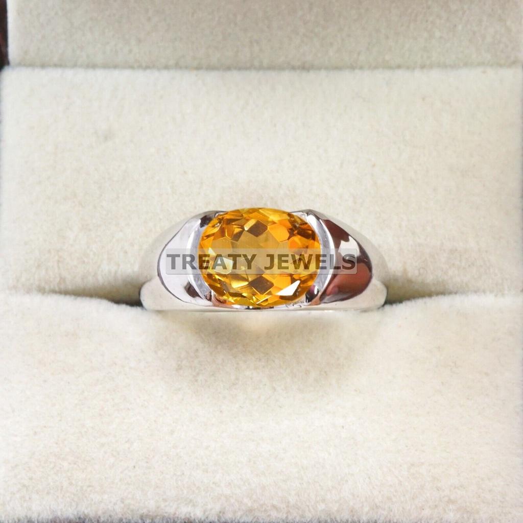 Citrine Oval Cut Gemstone With 925 Sterling Silver Ring For Men's #A966 JL375669280609