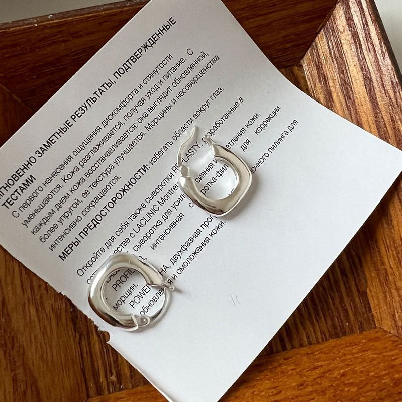 Geometric U-Shaped Stud Earrings Women Sterling Minimalist Streetwear Fashion Jewelry E719A 925 Sterling Silver