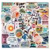 50 Summer Aesthetic Surfing Stickers for Water Bottles, Suitcases, Phone Cases, and Laptops
