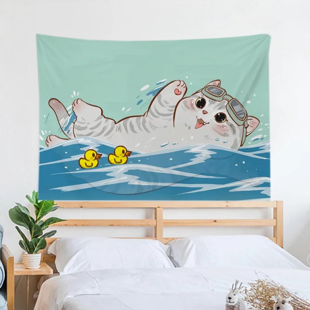 

Гобелен «Ленивый кот» для украшения офиса, гостиной, настенный гобелен для дома 100x75cm