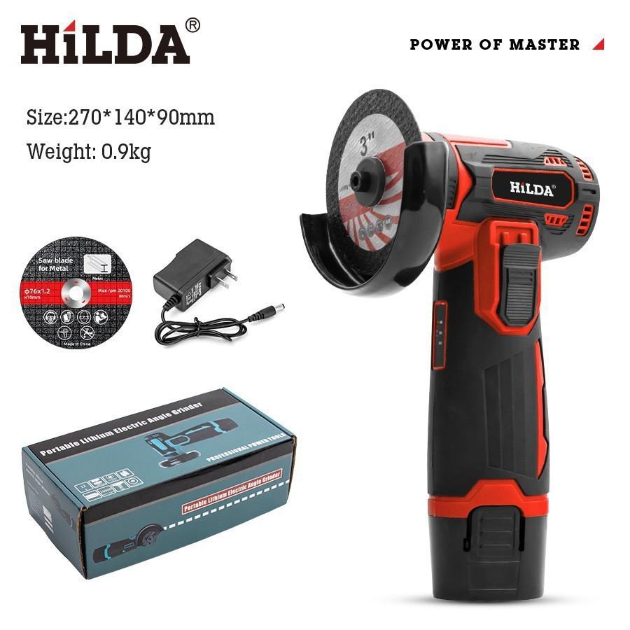 HILDA 12V 3-Inch Mini Lithium Battery Angle Grinder & Polisher