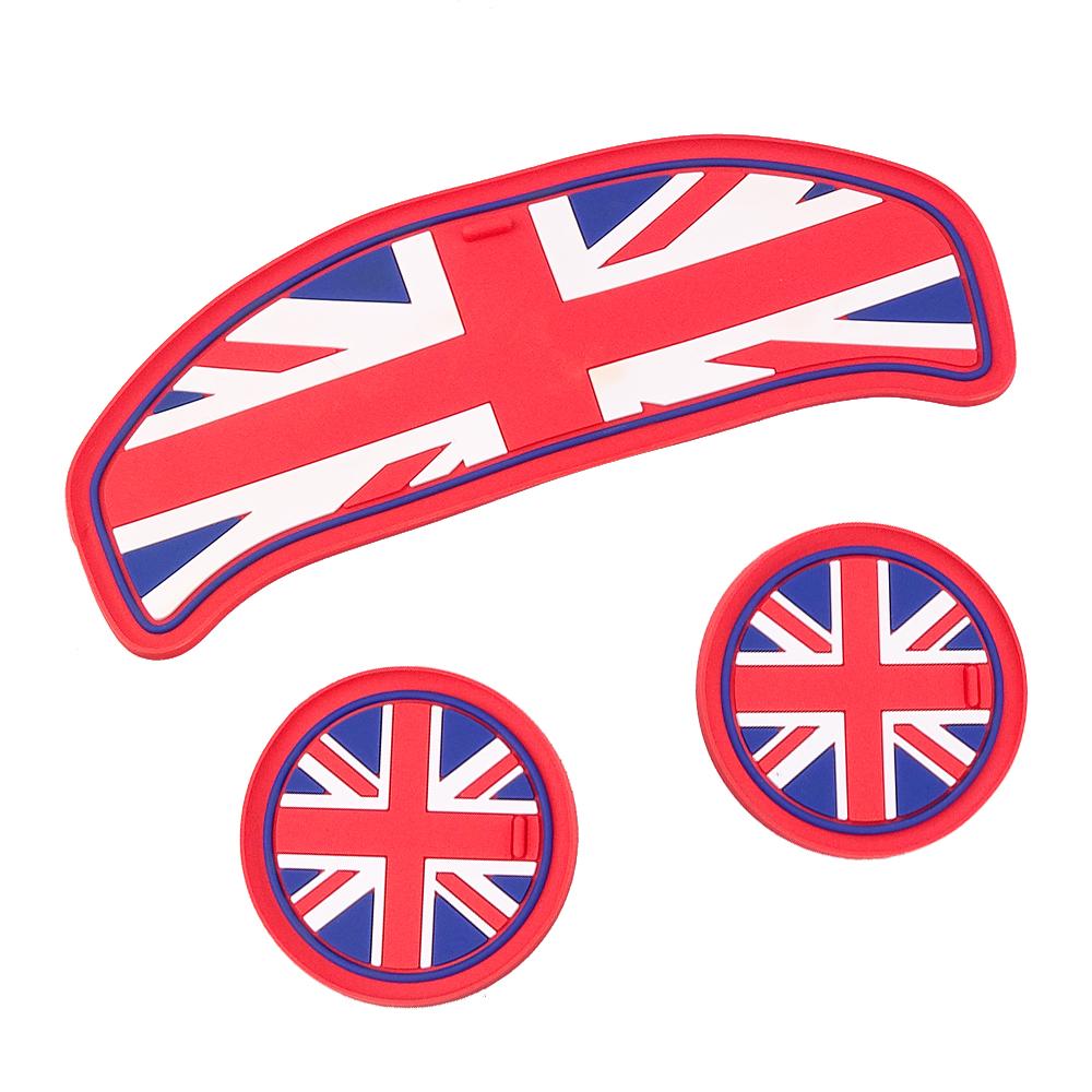 3Pcs Union Jack Car Cup Coffee Cushion Storage Auto Non-slip Mat Pad Accessories For Mini Cooper Clubman F55 F56 F60 F54 F57