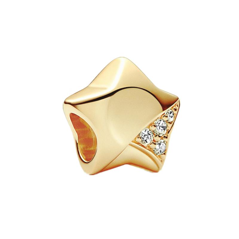 NEW DIY Sparkling Gold-Plating Serise Family Star Flower Cake Charm Bead Fit Silver European Bracelet Jewelry Gift