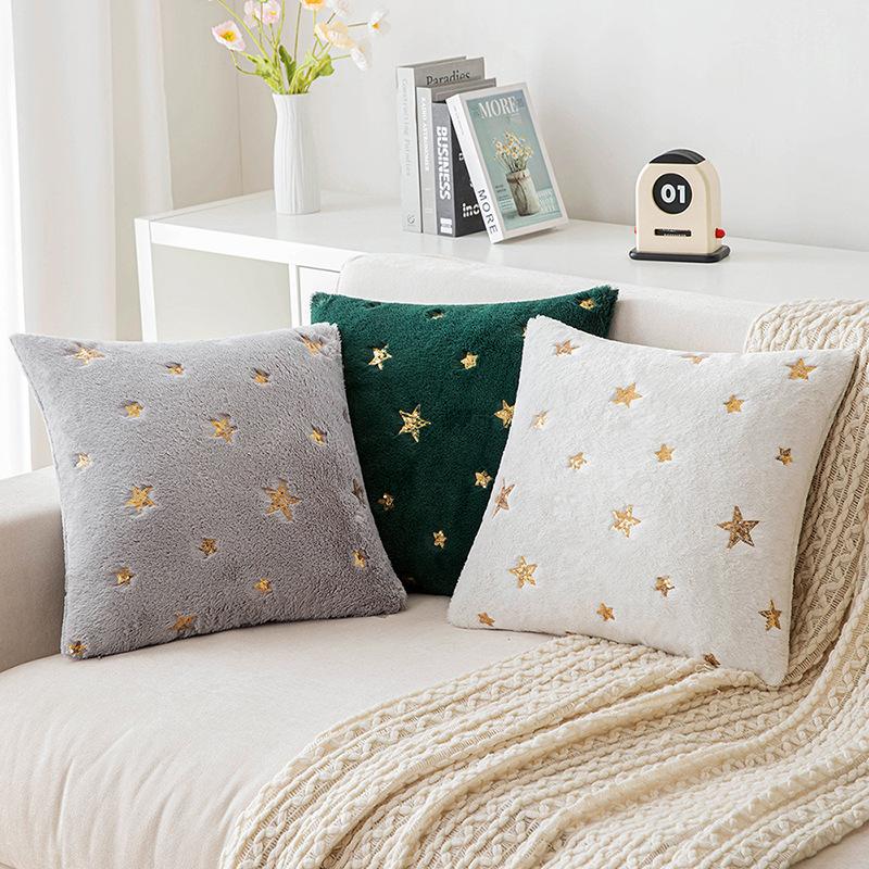 New Plush Sequins Star Pillow Valentine's Day Ins Embroidered Bunny Feather Sofa Pillow Living Room Sofa Pillow Cover