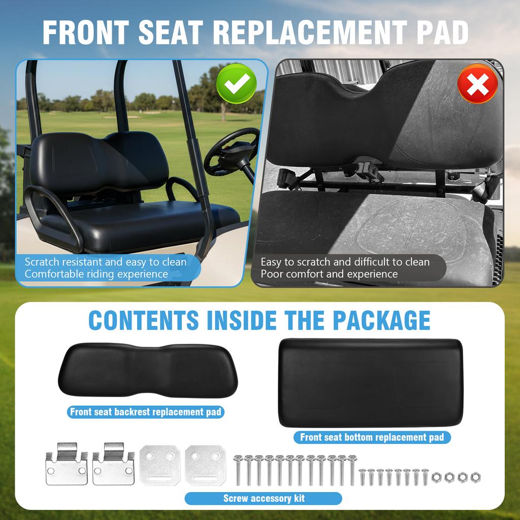 Golf Cart Front Seat Cushion Set Golf Cart Front Seat Bottom & Backrest Assembly Kit Replacement for Club Car DS 2000.5-up Model