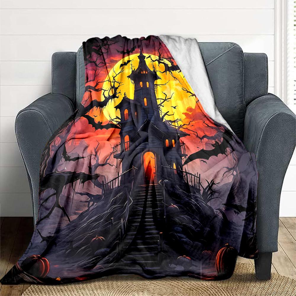 1PC Haunted House, Halloween Decor Print Blanket, Soft Throw Blanket - Warm & Cozy for Couch, Bed, Office, and Travel yy250912215