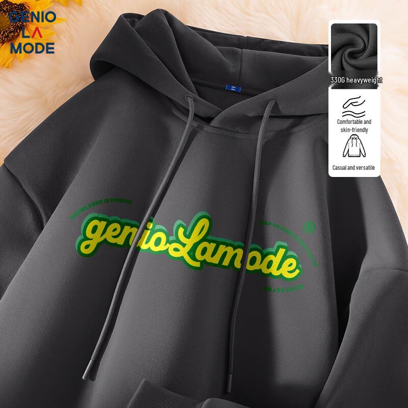 GENIOLAMODE Men's Letter Print Hooded Sweatshirt