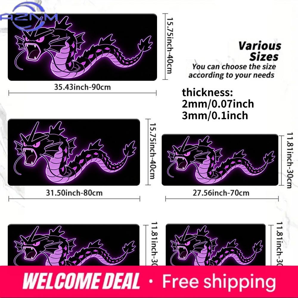 Pokemon Gyarados Purple Neon Gaming Mouse Pad NonSlip Desk Mat 30x80x0.2cm