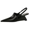 Fashion Wedge Strange Style High Heels Women Sexy Pointy Toe Backstrap Sandals Covered Head Design Party Dress Mules Shoes Women Pumps