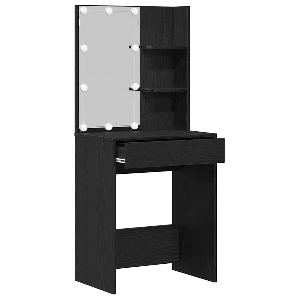 Makeup Table with Shelf Black Oak Effect 60 x 40 x 140 cm