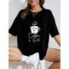 White Oversized T-Shirt With Coffee And Faith Print For Casual Wear