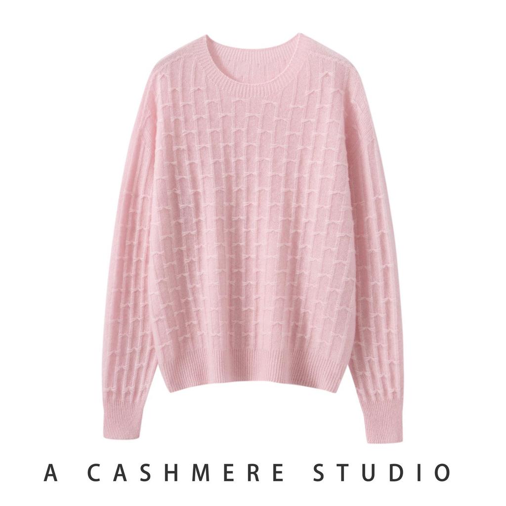 Women's 100% Pure Cashmere Knit Short Pullover - Autumn/Winter Korean Style Round Neck Sweater.