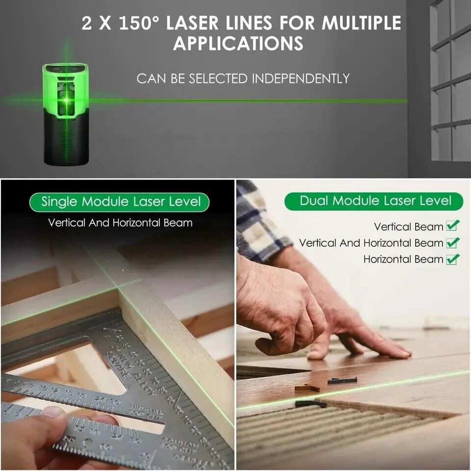 Cross Line Self-leveling Laser Level with Vertical Beam Spread Covers of 150° Selectable Laser Lines TYPE-C Charging
