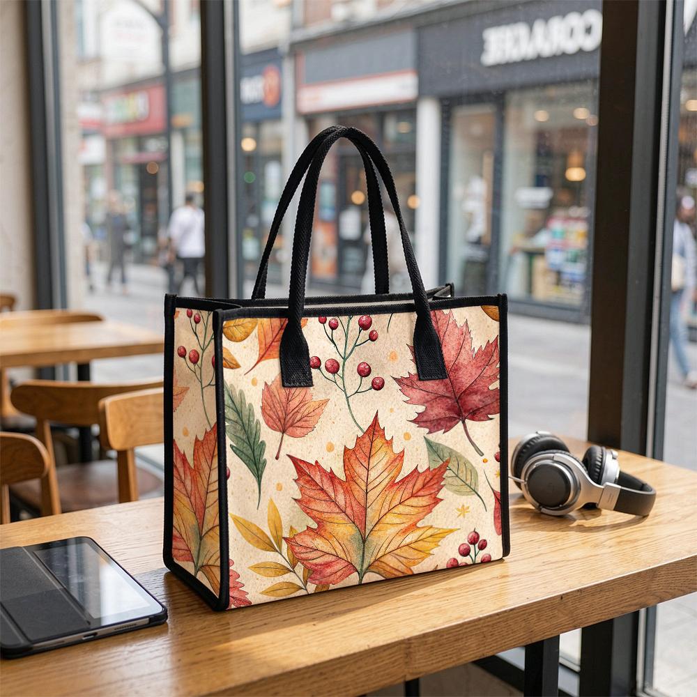 Autumn Maple Leaf Print Tote Bag Large Capacity Casual Handbag for Daily Shopping Work Travel