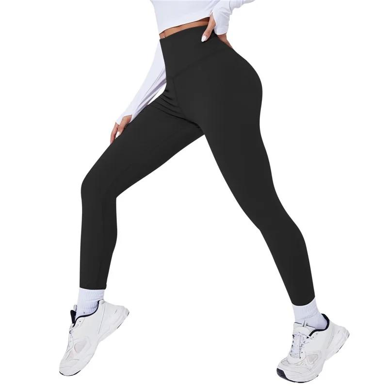 

High Waist Yoga Warm Leggins Sports Tights Thermal Woman Running Pants Sexy Butt Lifting Leggings Push Up Panties Gym Fitness XL чорний